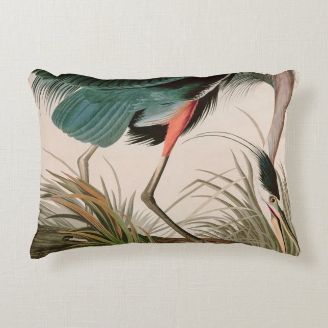 Great Blue Heron Birds of America Audubon Print Accent Pillow (Front)