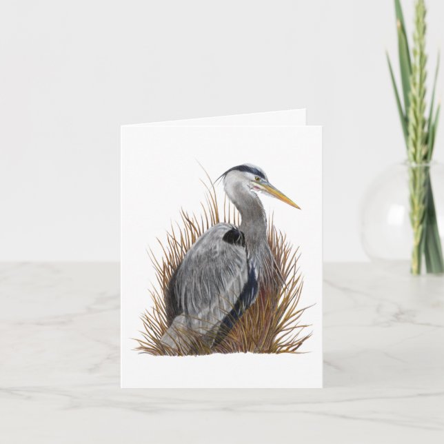 Great Blue Heron Blank Note Card (Front)