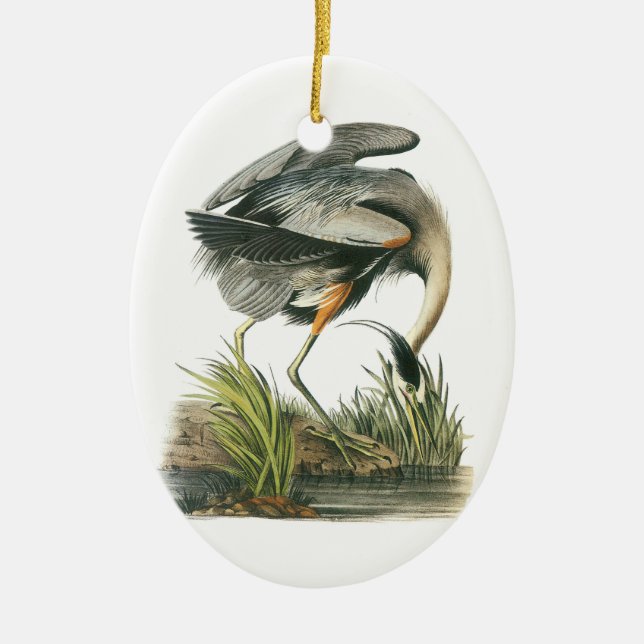 Great Blue Heron by Audubon Ceramic Ornament (Front)