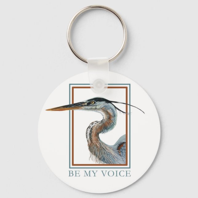 Great Blue Heron by Jane Freeman Keychain (Front)