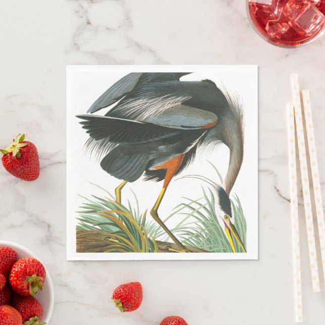 Great Blue Heron by John James Audubon Napkin (Insitu)
