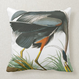 Great Blue Heron by John James Audubon Throw Pillow