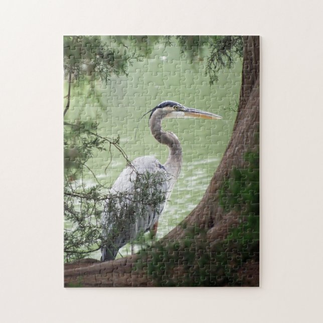 Great Blue Heron By The Tree Jigsaw Puzzle (Vertical)