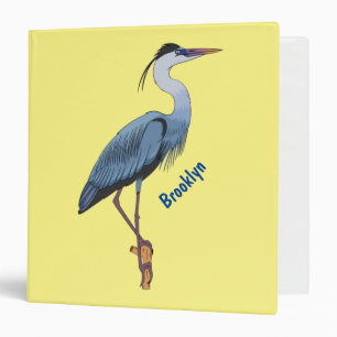Great blue heron cartoon illustration binder
