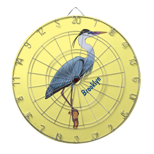 Great blue heron cartoon illustration dartboard (Front)