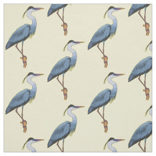 Great blue heron cartoon illustration fabric