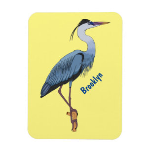 Great blue heron cartoon illustration magnet