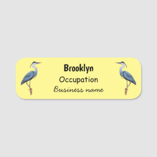 Great blue heron cartoon illustration name tag