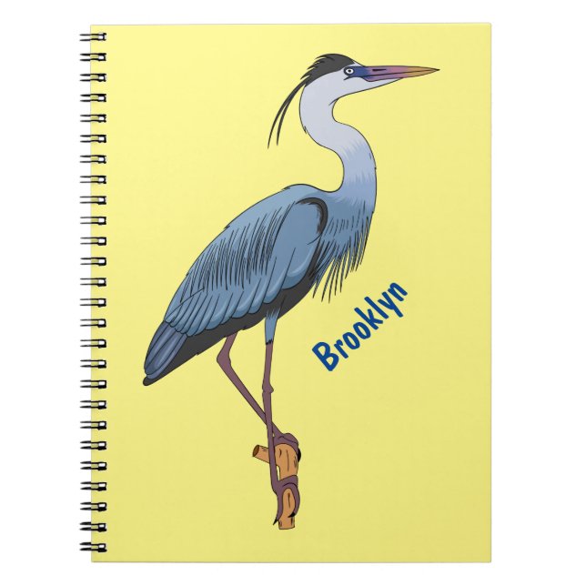 Great blue heron cartoon illustration  notebook (Front)