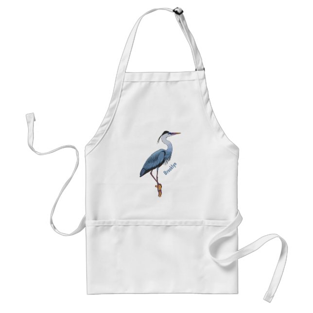 Great blue heron cartoon illustration standard apron (Front)
