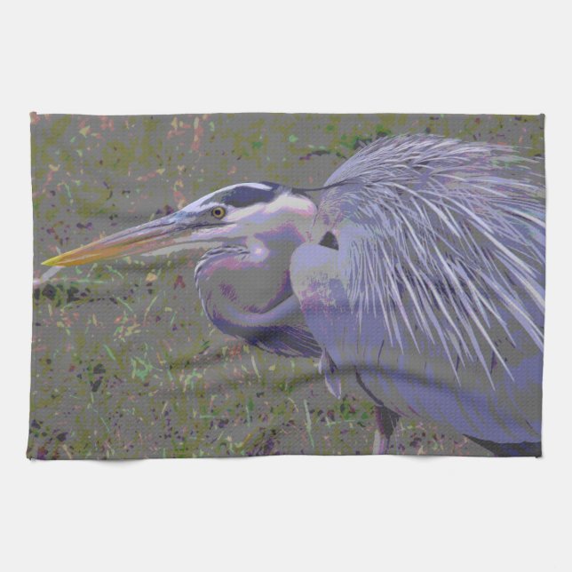 Great Blue Heron Challenge Kitchen Towel (Horizontal)