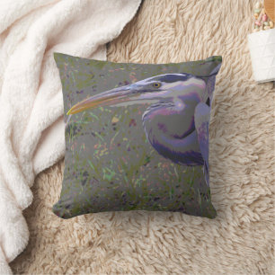 Great Blue Heron Challenge Throw Pillow