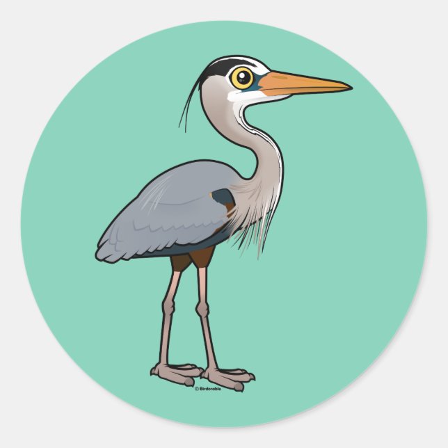 Great Blue Heron Classic Round Sticker (Front)