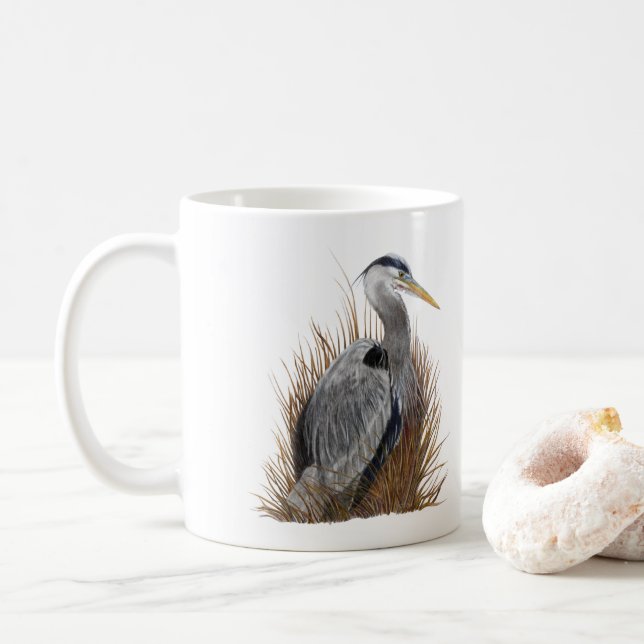 Great Blue Heron Coffee Mug (With Donut)