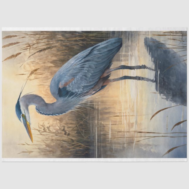 Great Blue Heron Decoupage Tissue Paper (Front)