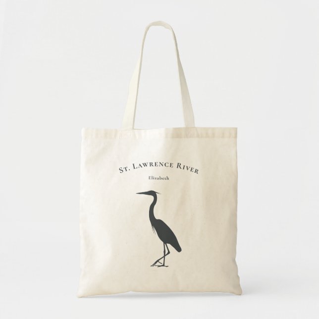 Great Blue Heron / Egret silhouette custom text Tote Bag (Front)