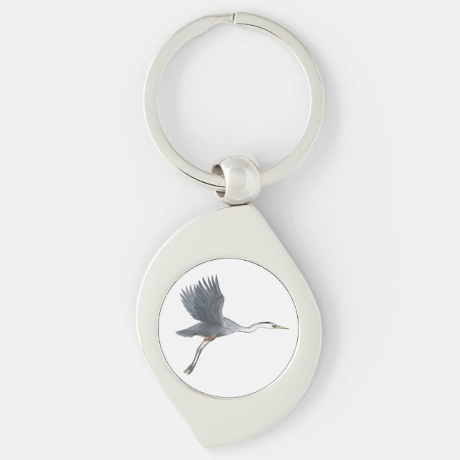 Great Blue Heron Flying Keychain (Front)