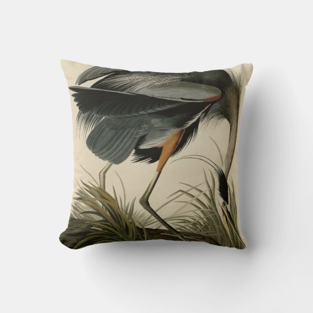 Great Blue Heron from Audubon's Birds of America Throw Pillow (Front)