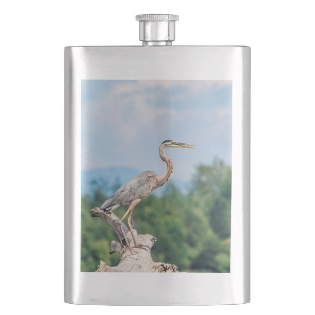 Great Blue Heron Hip Flask (Front)