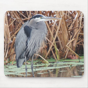 Great Blue Heron Hunting In Winter Mouse Pad