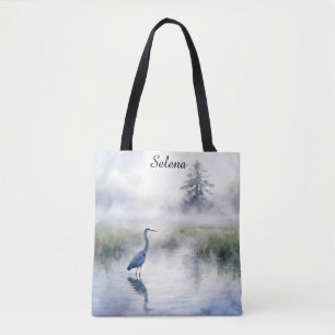 Great Blue Heron in a Salt Marsh Tote Bag