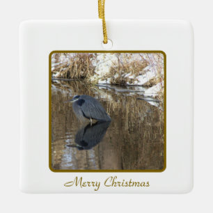 Great Blue Heron in Creek Ornament
