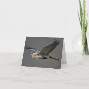 Great Blue Heron In Flight Card