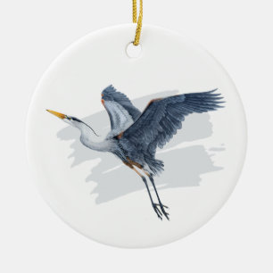 Great Blue Heron in Flight Ceramic Ornament