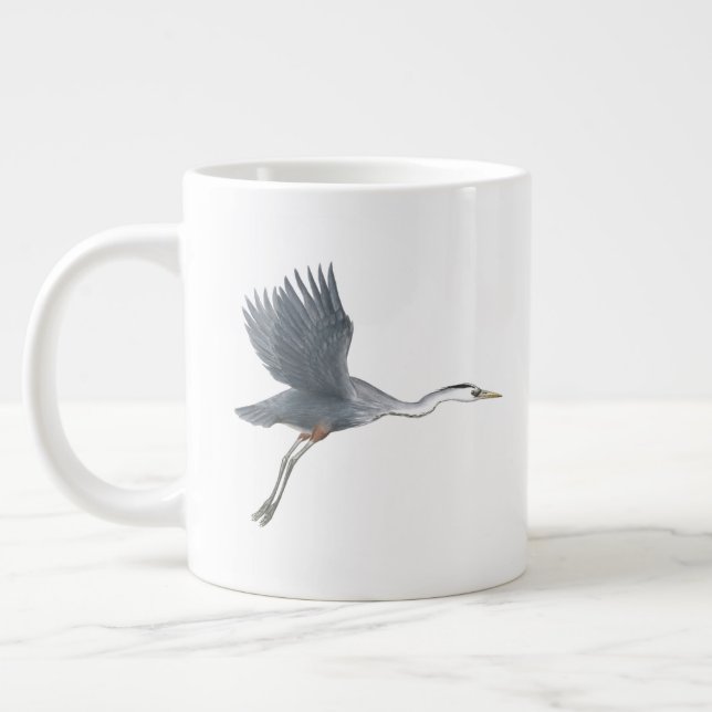 Great Blue Heron in Flight Large Coffee Mug (Left)