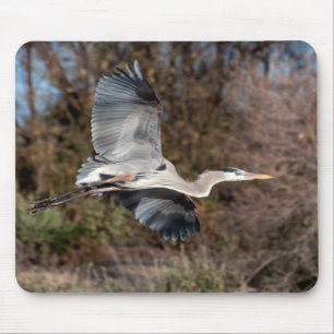 Great Blue Heron in flight Mouse Pad