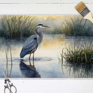 Great Blue Heron in the Marsh Decoupage Tissue Paper