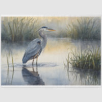 Great Blue Heron in the Marsh Decoupage