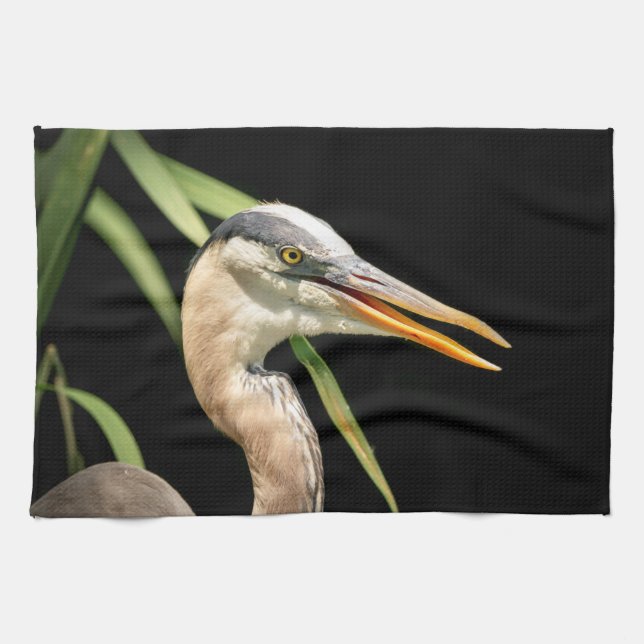 Great Blue Heron Kitchen Towel (Horizontal)