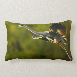 great blue heron lumbar pillow