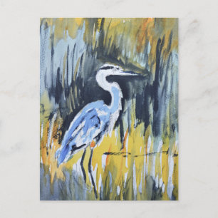 Great Blue Heron Marsh Expressionist Postcard