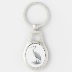 Great Blue Heron Metal Keychain