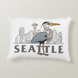 Great Blue Heron of Seattle City Bird Accent Pillow