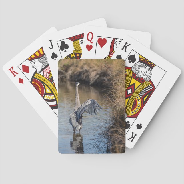 Great Blue Heron on the Water Playing Cards (Back)