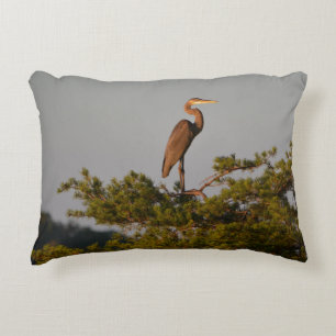 Great Blue Heron On Tree Top Accent Pillow