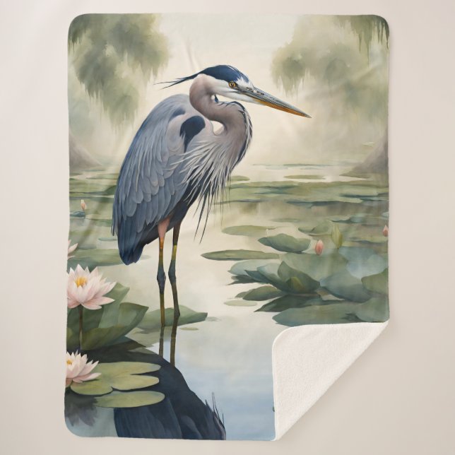 Great Blue Heron Sherpa Blanket (Front)