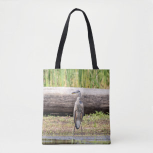 Great Blue Heron standing in Lake Champlain Tote Bag