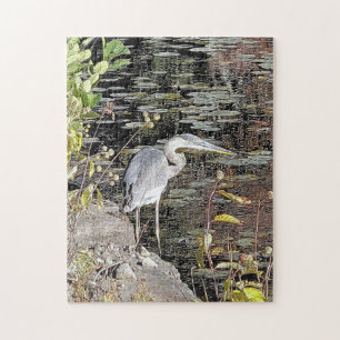 Great Blue Heron Stretched Canvas Print Jigsaw Puzzle
