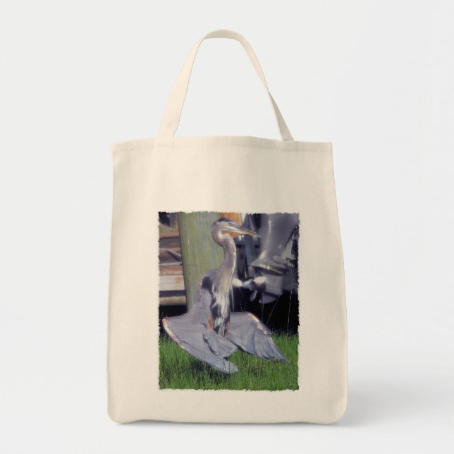 Great Blue Heron sunbathing Tote Bag (Devant)