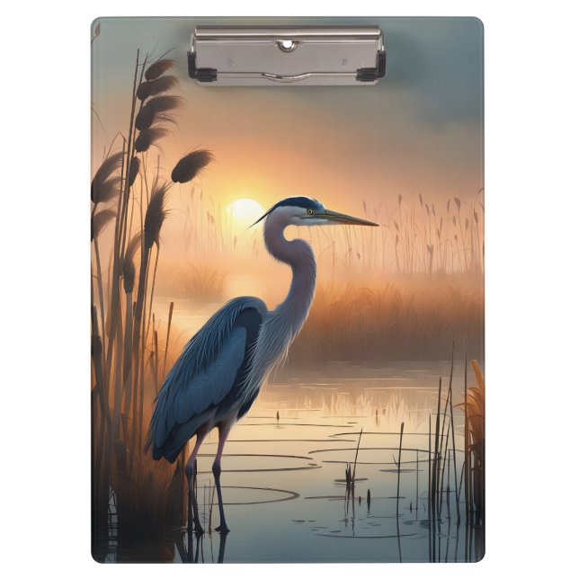 Great Blue Heron Sunrise Clipboard (Front)