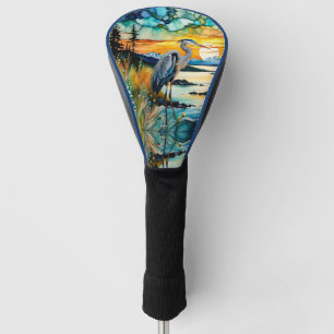 Great Blue Heron Sunset Wildflowers Landscape Golf Head Cover