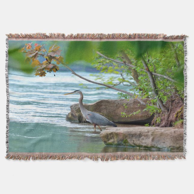Great Blue Heron Throw Blanket (Front)