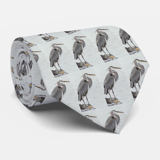 Great Blue Heron Tie (Rolled)