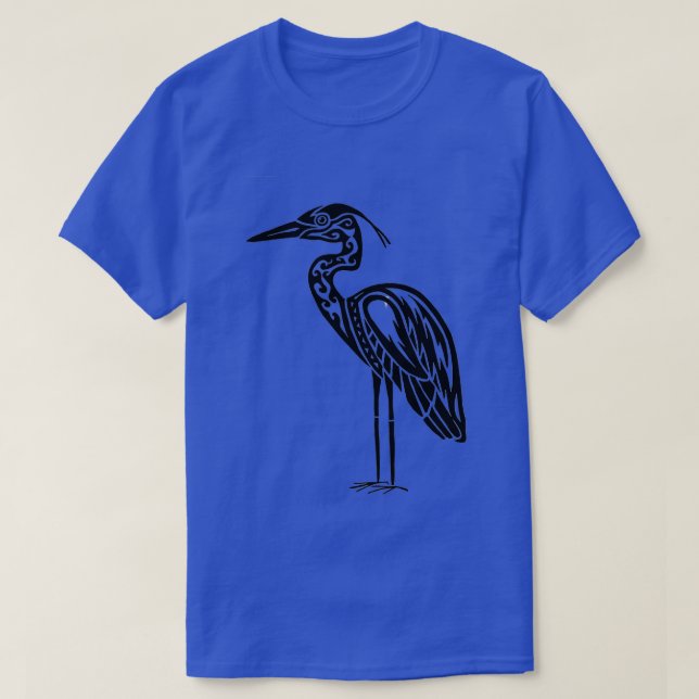 Great Blue Heron Tribal Design T-Shirt (Design Front)