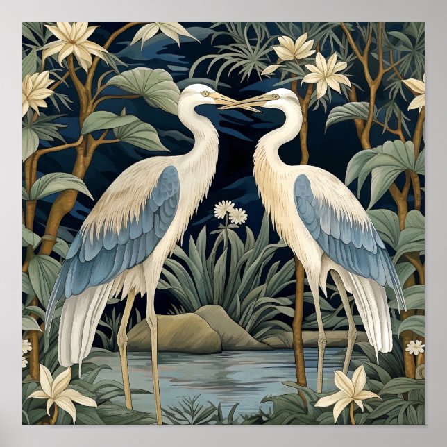 Great Blue Heron Vintage Style Poster (Front)
