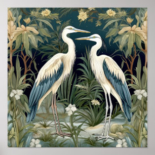 Great Blue Heron Vintage Style Poster